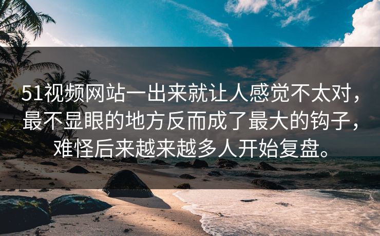 51视频网站一出来就让人感觉不太对，最不显眼的地方反而成了最大的钩子，难怪后来越来越多人开始复盘。