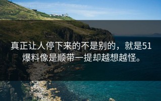 真正让人停下来的不是别的，就是51爆料像是顺带一提却越想越怪。