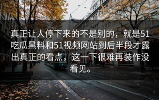 真正让人停下来的不是别的，就是51吃瓜黑料和51视频网站到后半段才露出真正的看点，这一下很难再装作没看见。