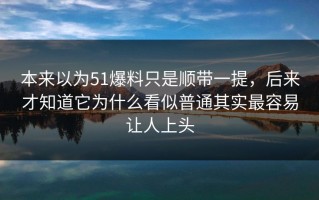 本来以为51爆料只是顺带一提，后来才知道它为什么看似普通其实最容易让人上头