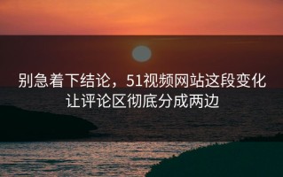 别急着下结论，51视频网站这段变化让评论区彻底分成两边