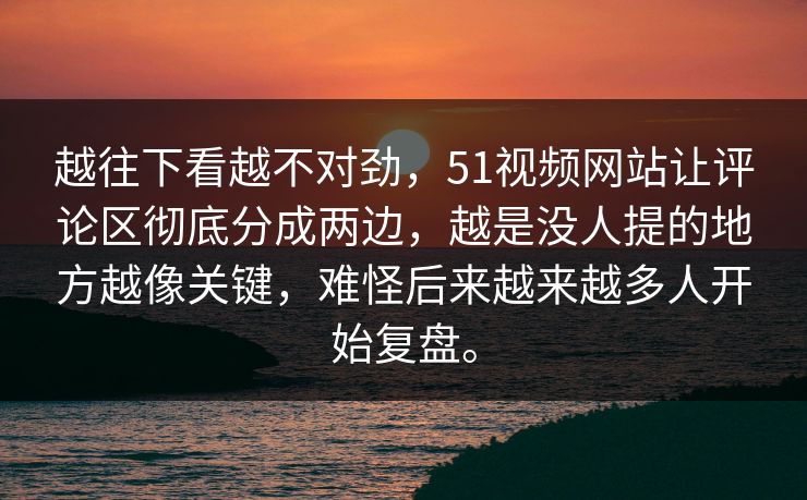 越往下看越不对劲，51视频网站让评论区彻底分成两边，越是没人提的地方越像关键，难怪后来越来越多人开始复盘。-第1张图片-51视频官网 - 免费吃瓜黑料区