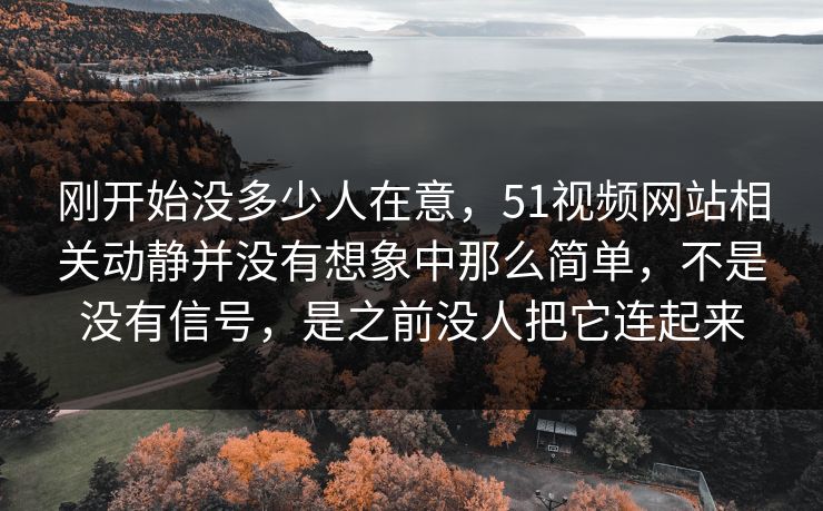 刚开始没多少人在意，51视频网站相关动静并没有想象中那么简单，不是没有信号，是之前没人把它连起来