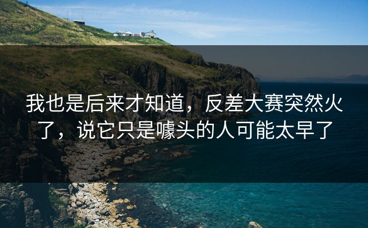 我也是后来才知道，反差大赛突然火了，说它只是噱头的人可能太早了